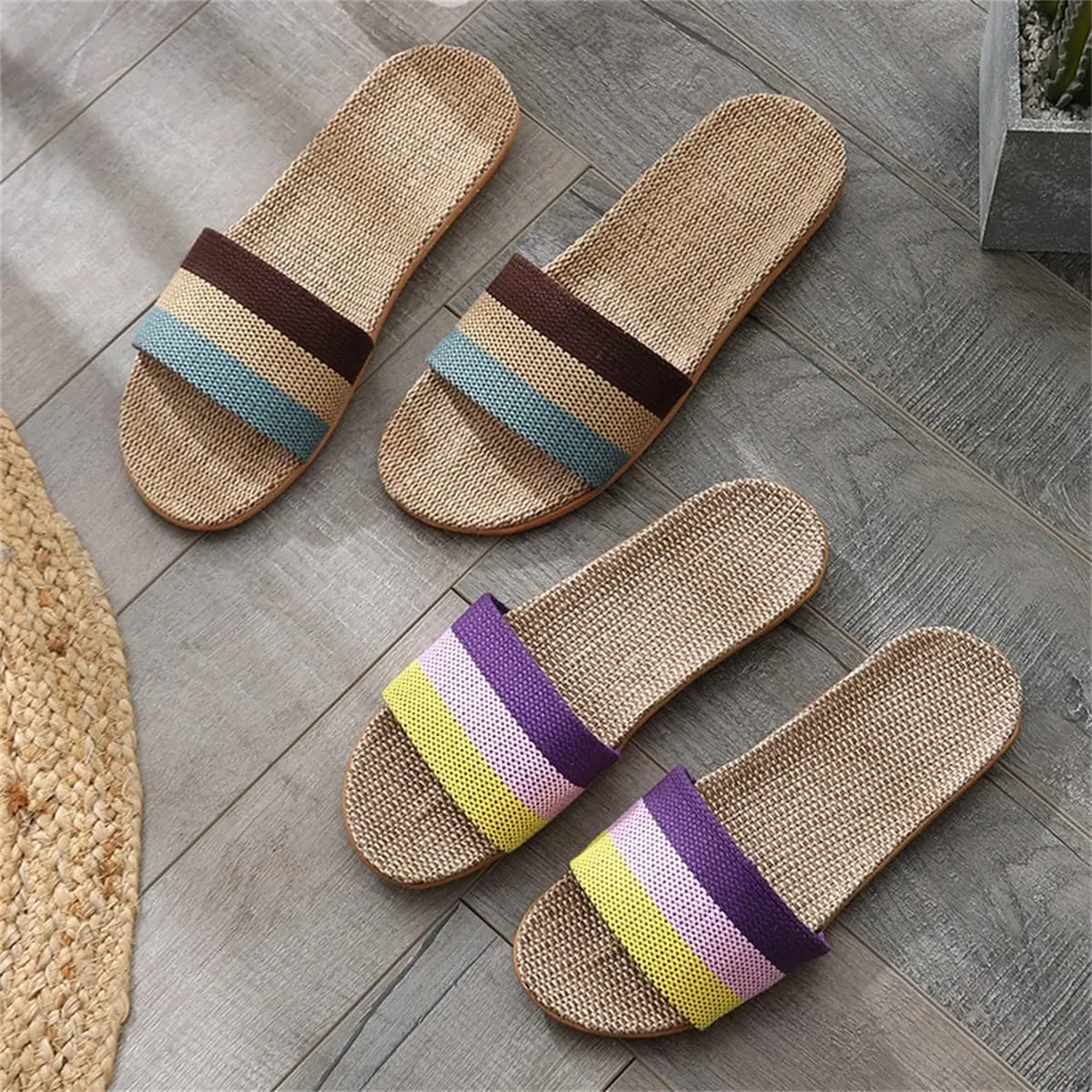Women's Indoor Linen Cotton Linen Home Slippers Casual Sandals