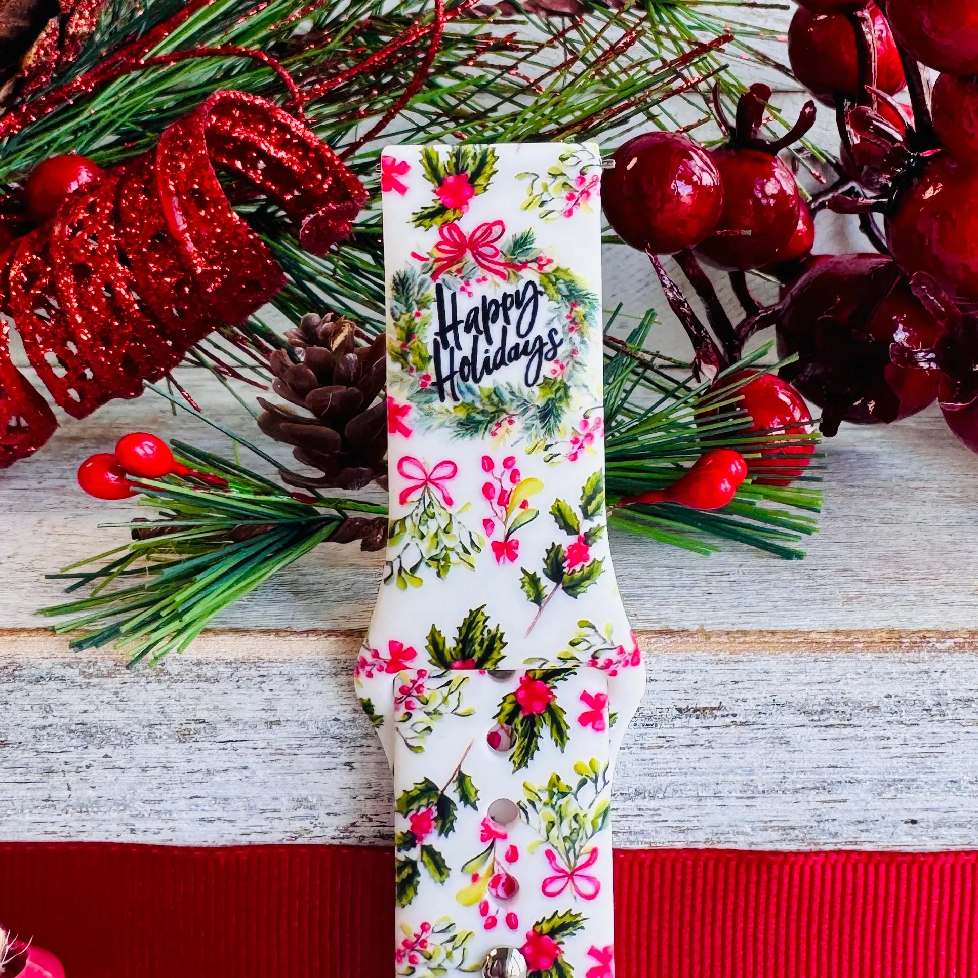 Wreaths & Wishes Print Silicone Band For Samsung Watch