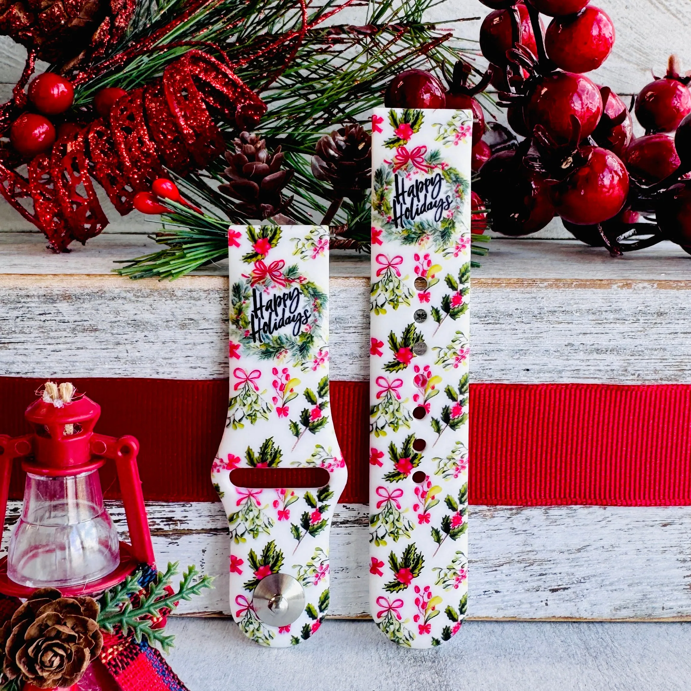 Wreaths & Wishes Print Silicone Band For Samsung Watch