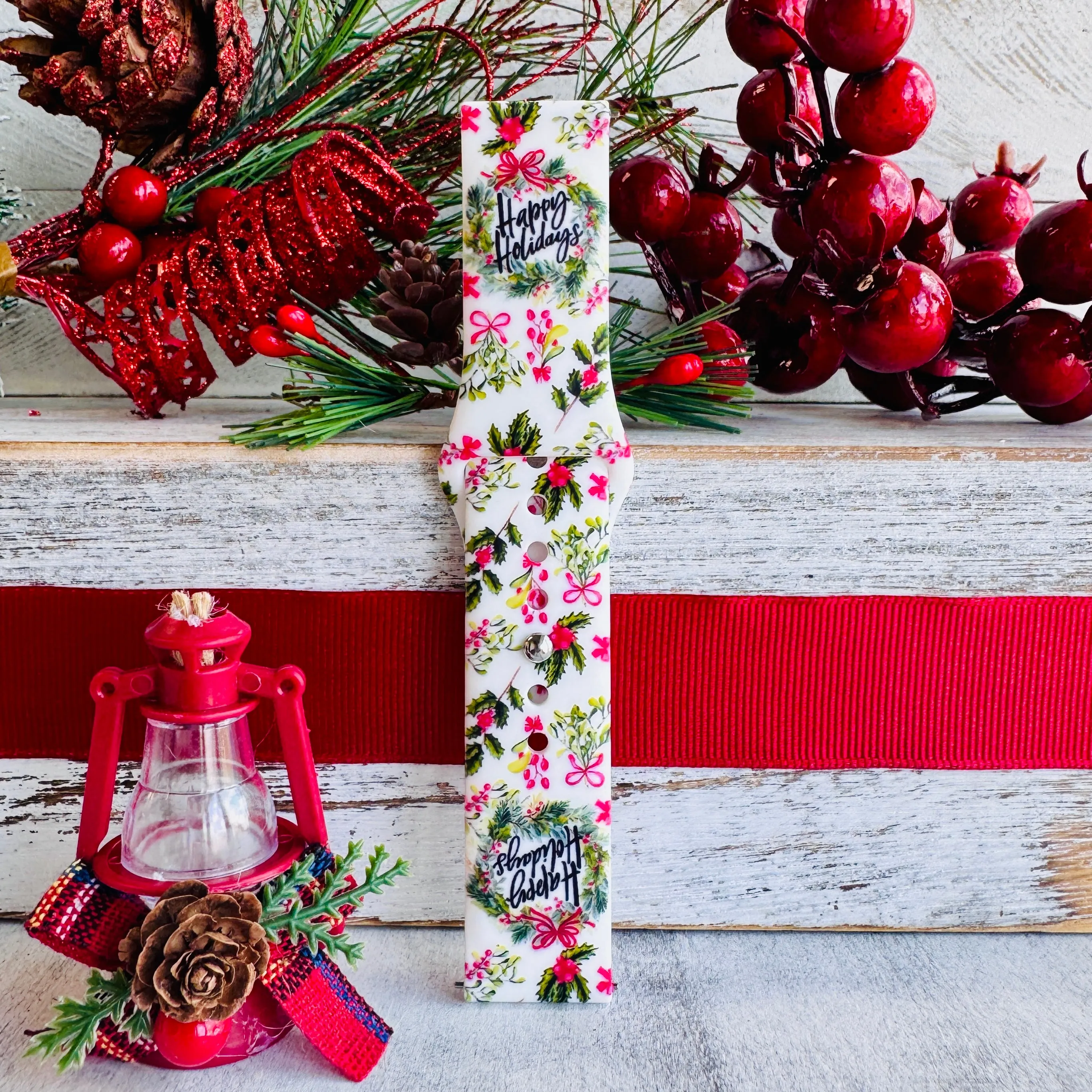 Wreaths & Wishes Print Silicone Band For Samsung Watch