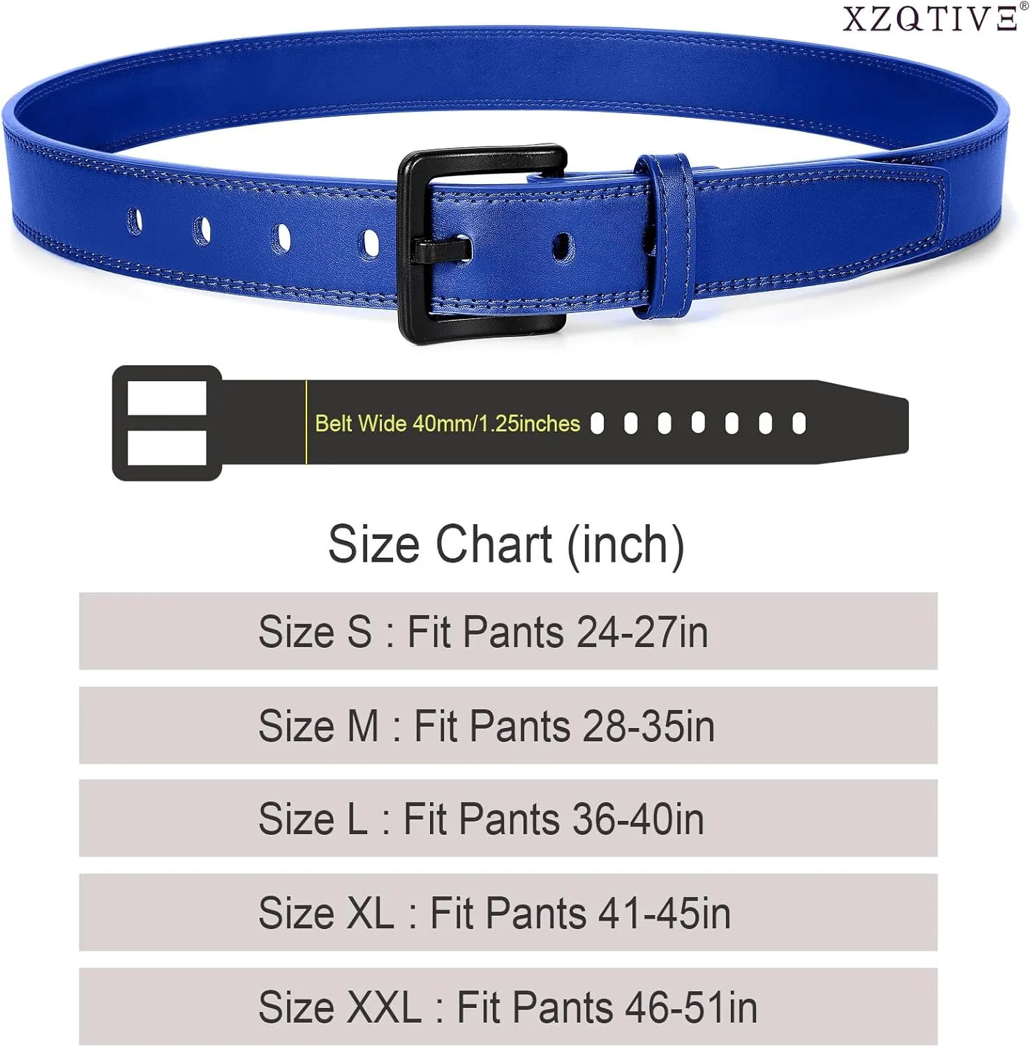 XZQTIVE Men??s Metal Free Belt Hypoallergenic Leather Belts For Jeans Dress Nickle Free TSA Belt With Black Buckle